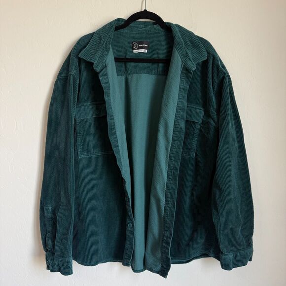 Original Use Tops - Original Use Size XXL 100% Cotton Green Corduroy Button Down Shacket Overshirt